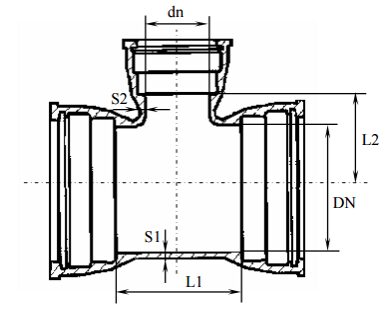 Тройник ТР (раструбный) из ВЧШГ DN 125x80