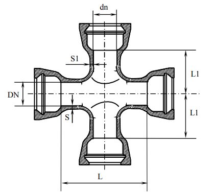 Крест КР (раструбный) из ВЧШГ DN 250х200